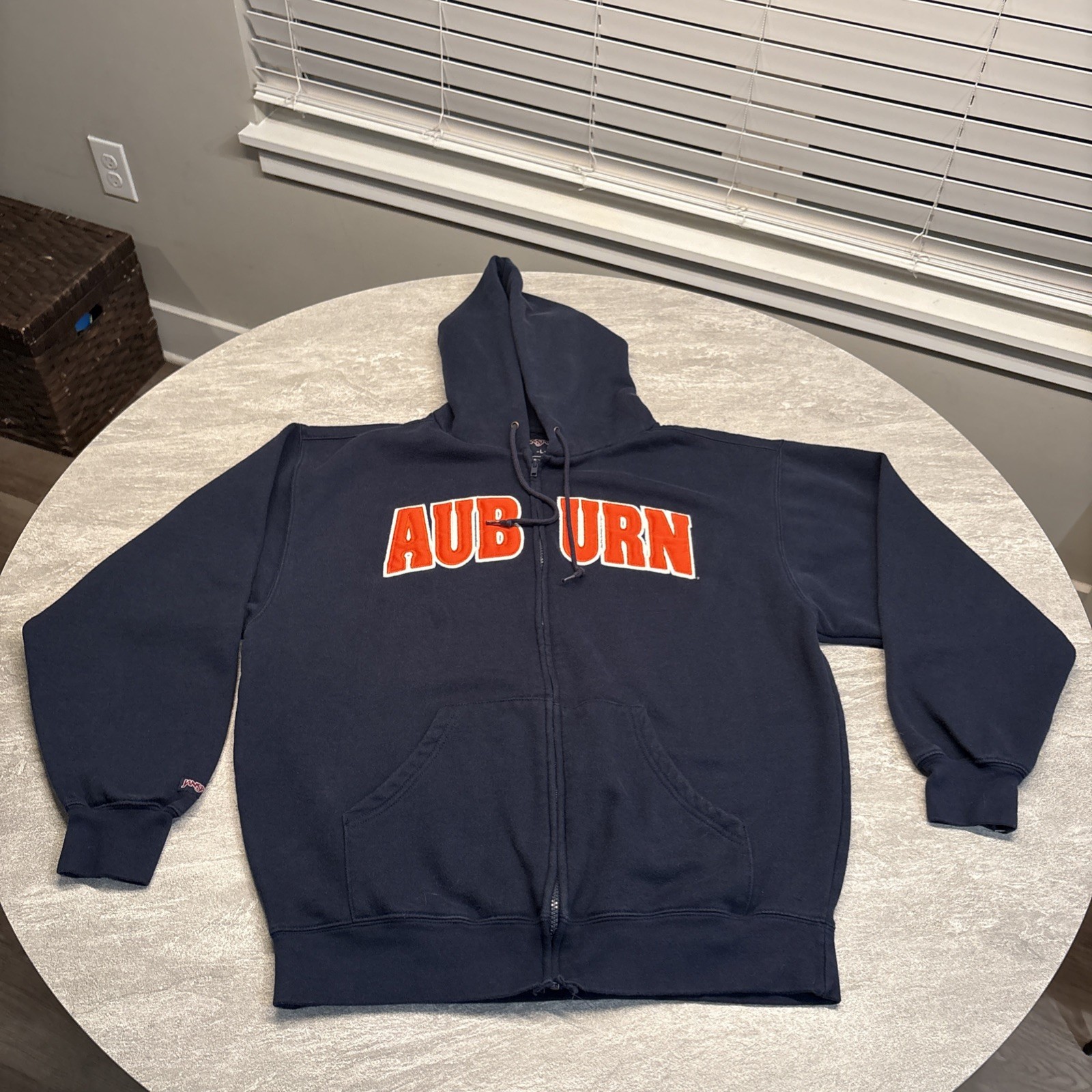 Vintage Auburn Tigers Full Zip Hoodie Jacket Large Jansport Embroidered Blue