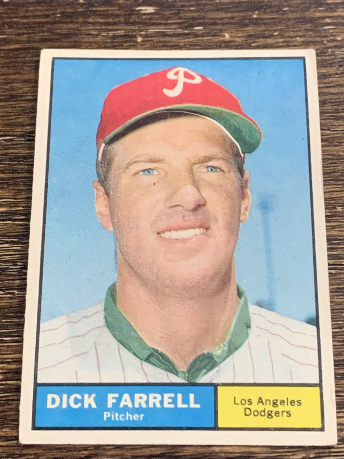1961 TOPPS DICK FARRELL#522 SEMI HIGH SERIES DODGERS VG-EX+ OR BETTER