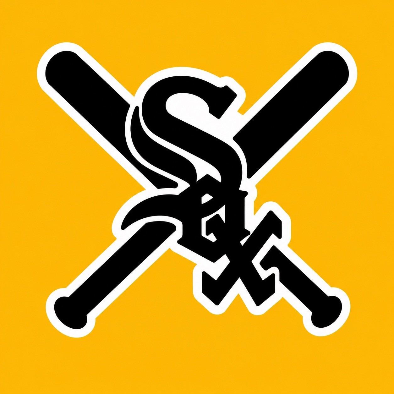 Chicago White Sox Bat Logo 3D Printed Sign | Black White Hanging Wall Decor PLA