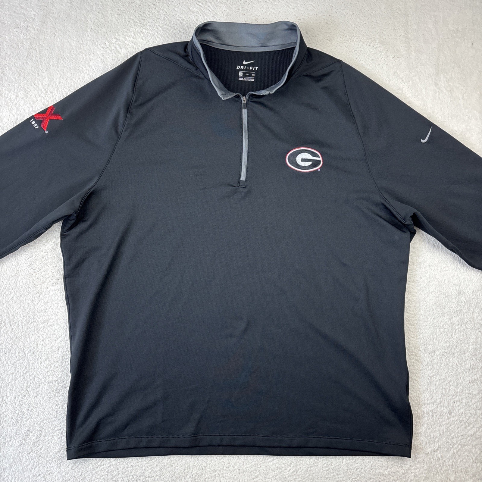 GEORGIA BULLDOGS x NIKE Mens 1/4 Zip 2XL Black Dri-FIT Performance Pullover UGA