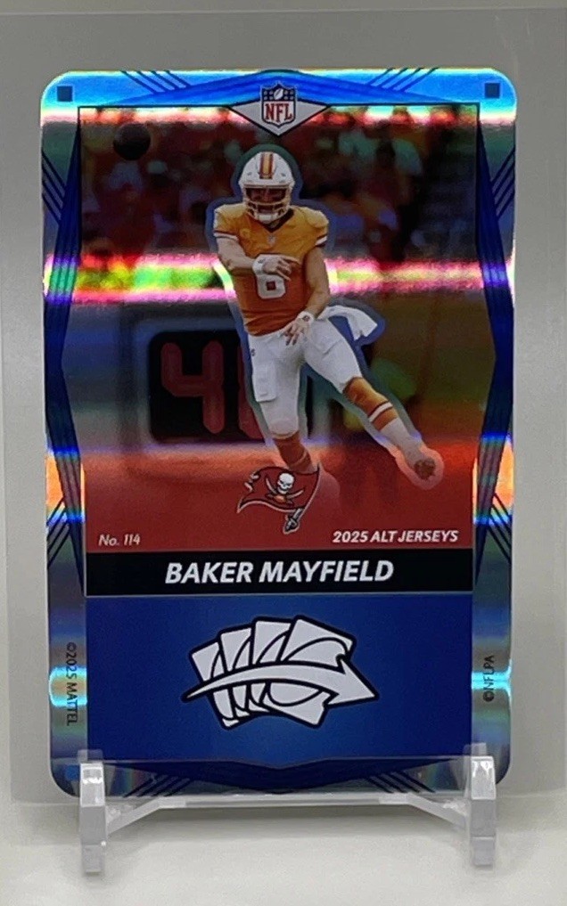 2025 Uno Elite Alt Jerseys #114 Baker Mayfield Blue Foil Tampa Bay Buccaneers