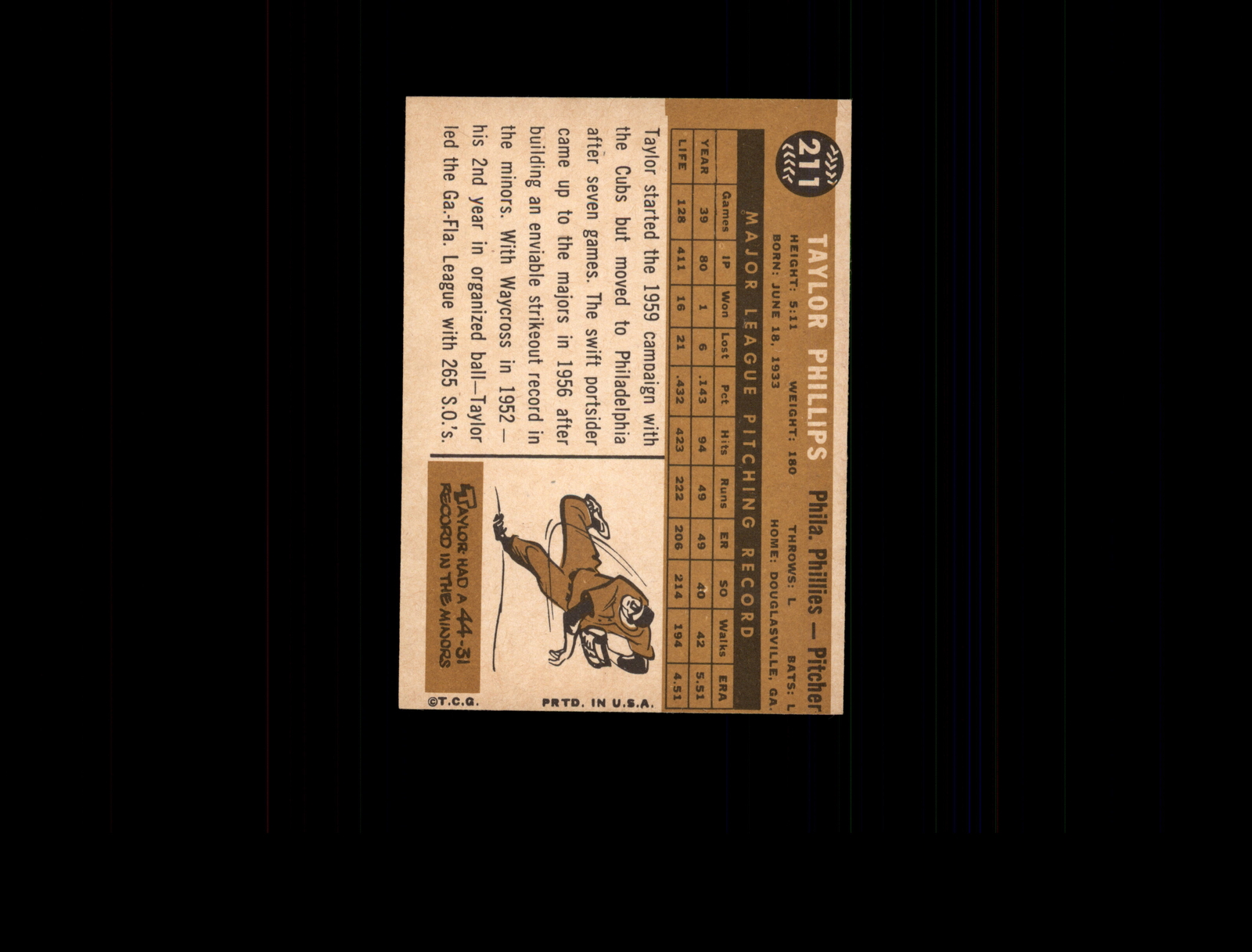 1960 Topps 211 Taylor Phillips EX-MT #D1,347445