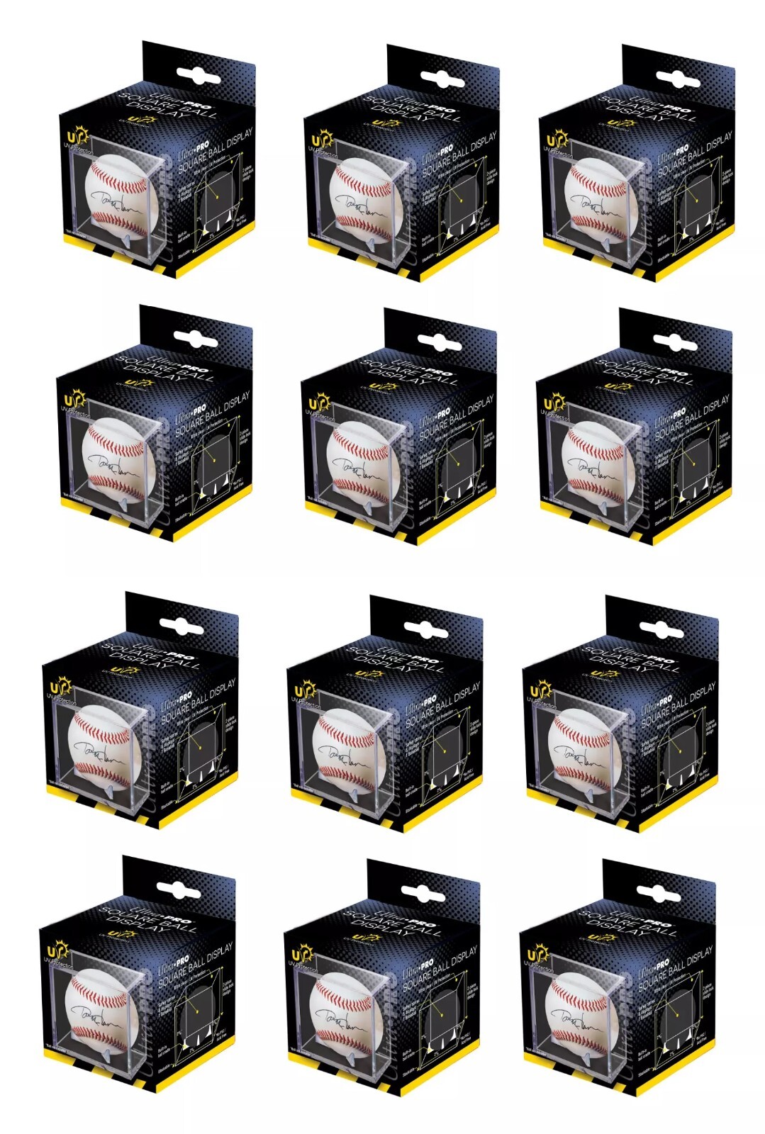 (Box of 12) Ultra Pro Square UV Protected Baseball Holder Display Case