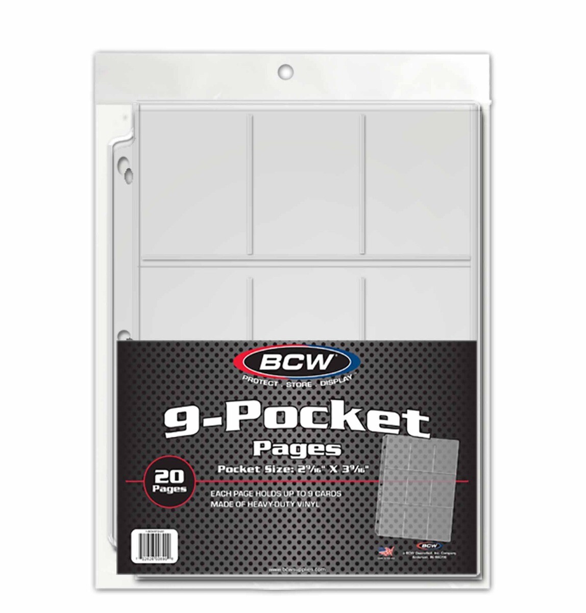 (20) BCW 9 Pocket Standard Size Card Pages NEW