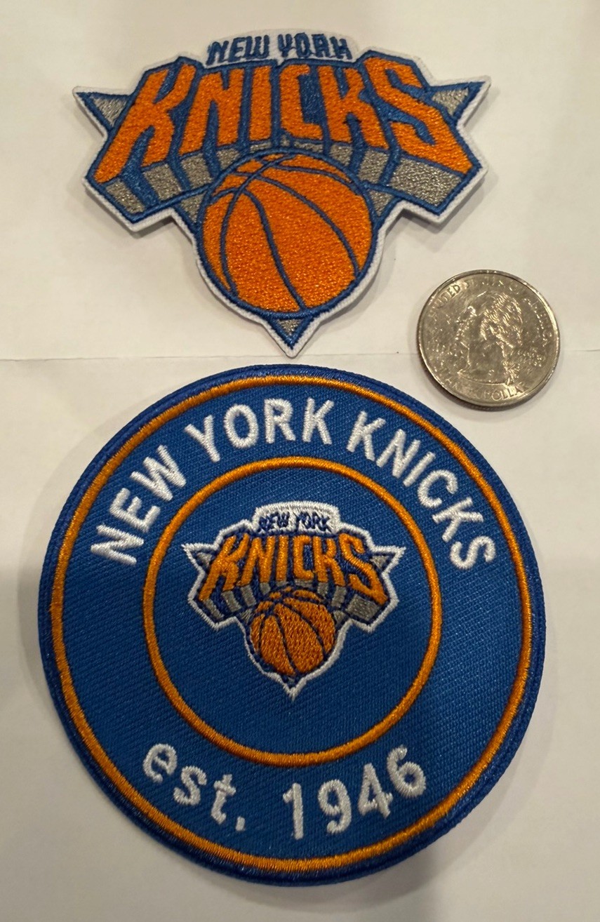 (2)-NEW YORK KNICKS EMBROIDERED IRON ON PATCHES . 3”x 3” & 3”x 2.5” AWESOME!!
