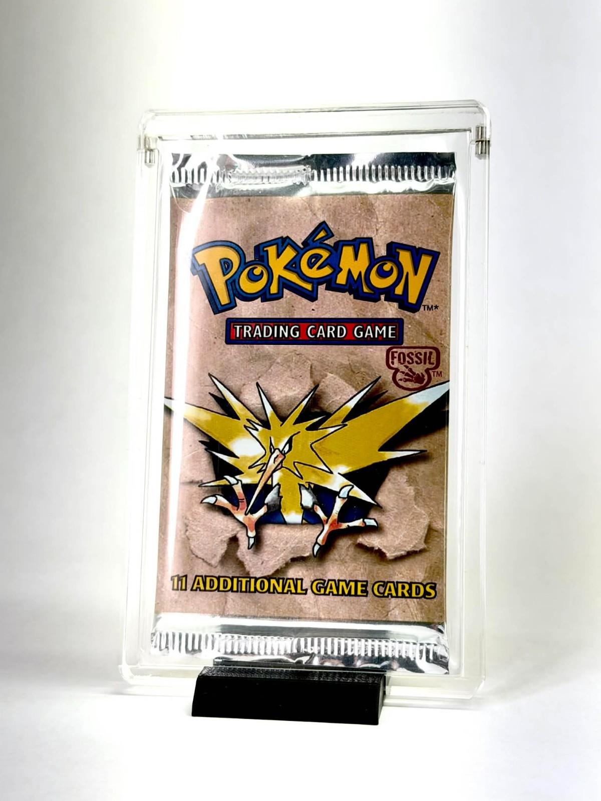 Premium Pokémon Booster Pack Acrylic Display Case with Sleeve & Black Stand