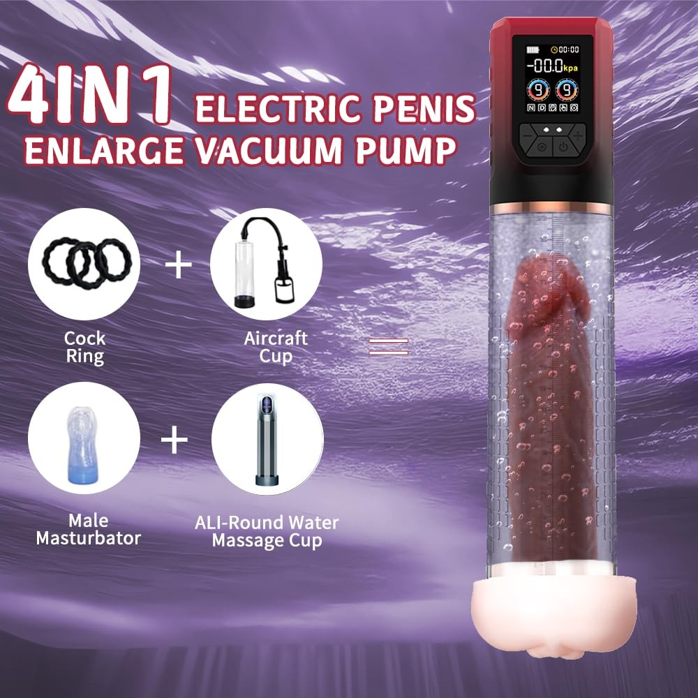 Penis Pump Penis Enlarger Extender with Lube,3 in 1 Men’s Vibrator,Electric P…