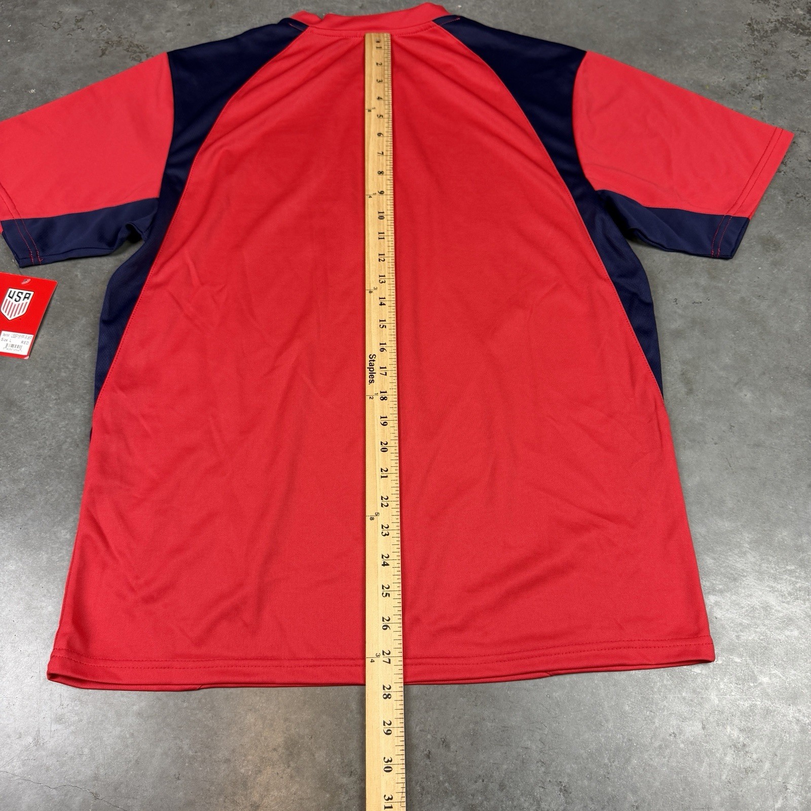 United States Soccer Jersey Mens Large Red Stretch Logo Quick Dry NWT