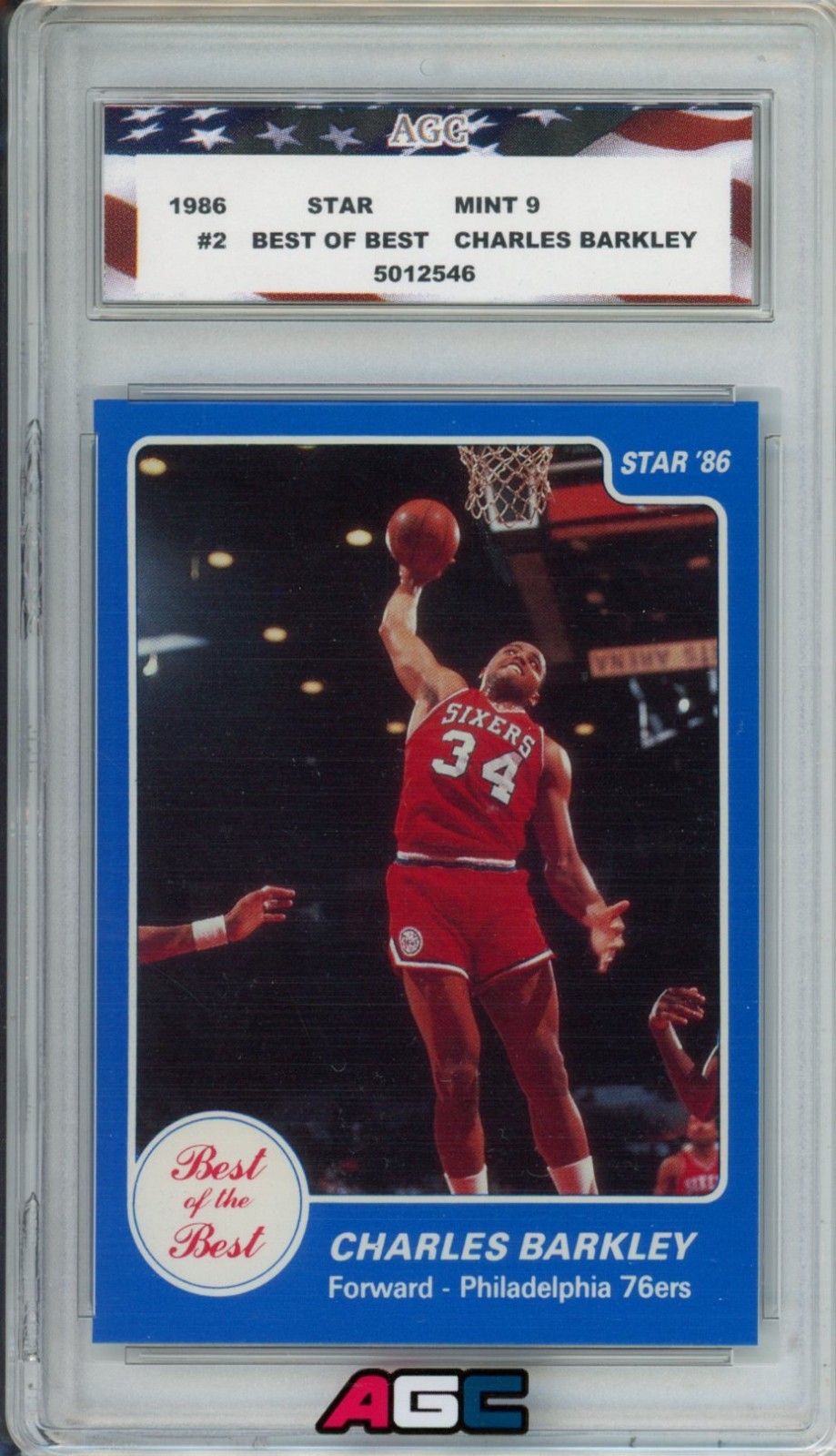 1986 Star Best of the Best #2 Charles Barkley Rookie Card AGC 9 Mint 76ers