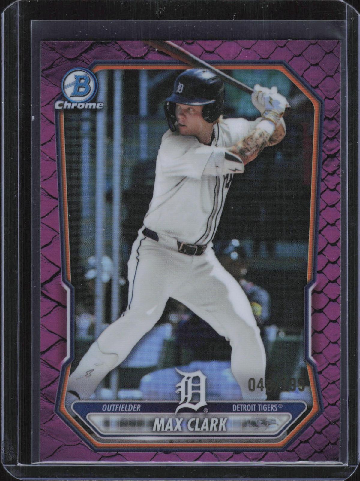 2026 Bowman #BCP-2 Max Clark Chrome Prospects Reptilian Fuchsia Refractor #/199