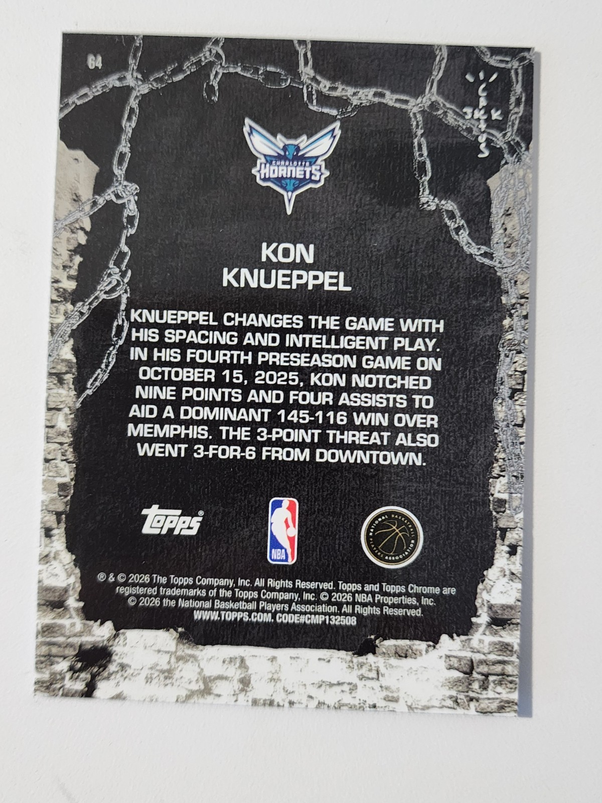 Kon Knueppel 2025-26 Topps Chrome Cactus Jack #64