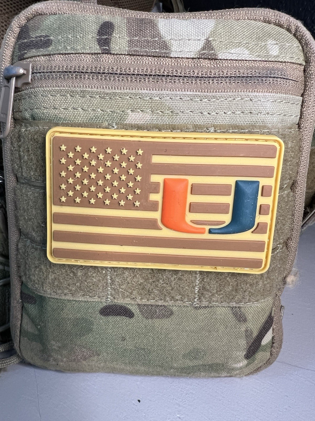 Military American Flag Miami Hurricanes Collage football PVC Patch Vlcr NCAA