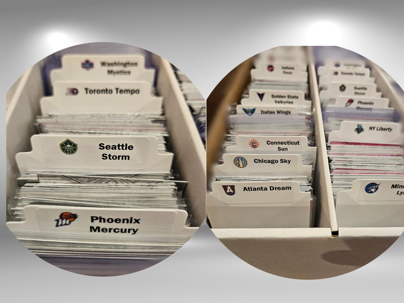 14 x Tall Sports Card Team Dividers with 14 WNBA Teams Logos