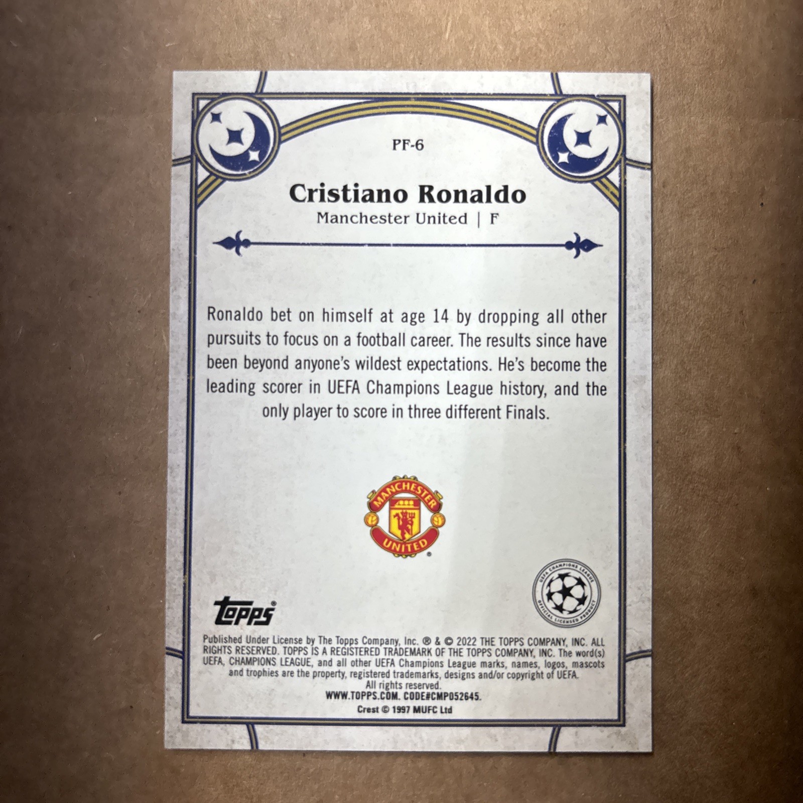2021-22 Merlin Chrome Uefa Club Competition Prophecy Fulfilled Cristiano Ronaldo