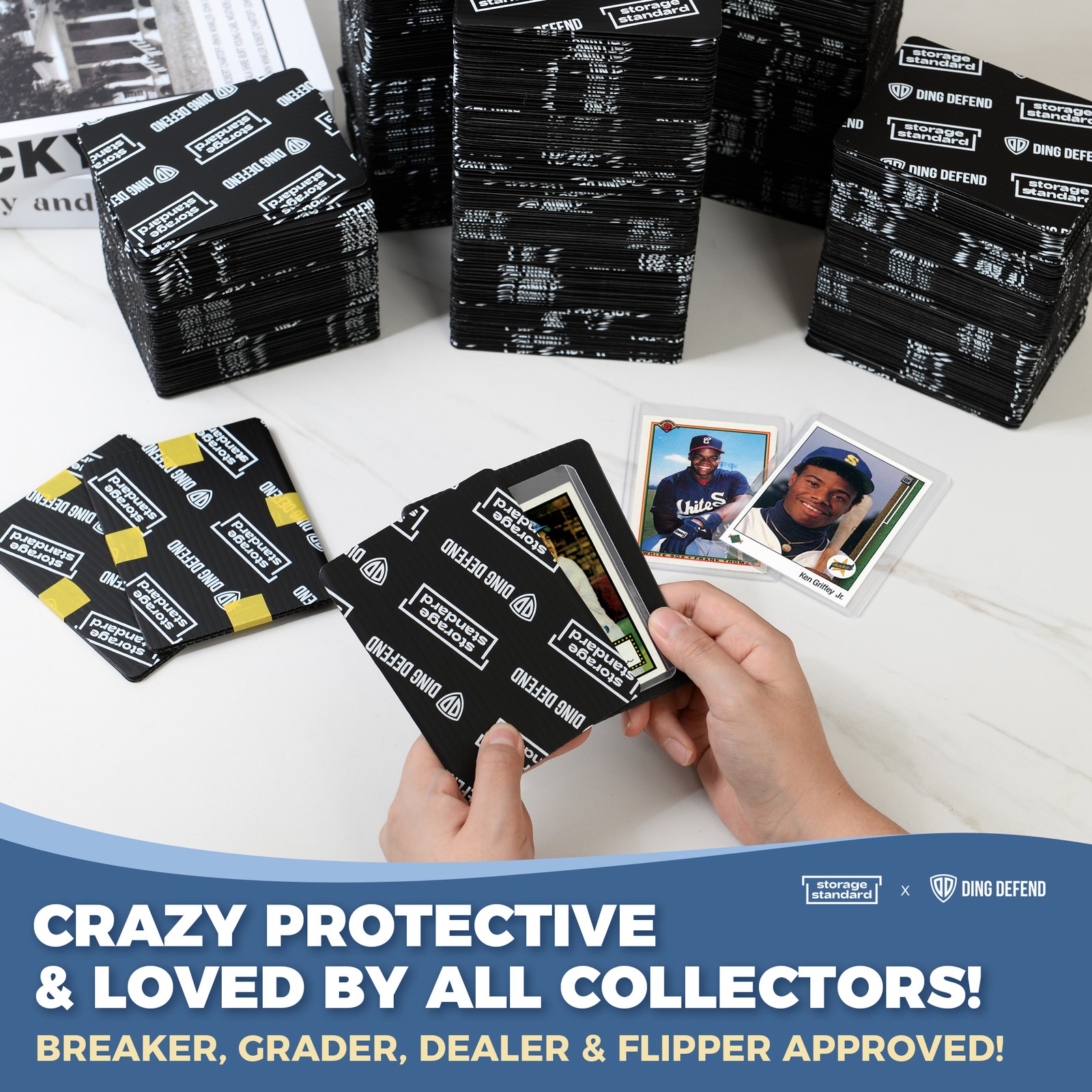 Ding Defend 510-Pack Trading Card Protector Shipping 3.5×4.5 Black Card Shipping