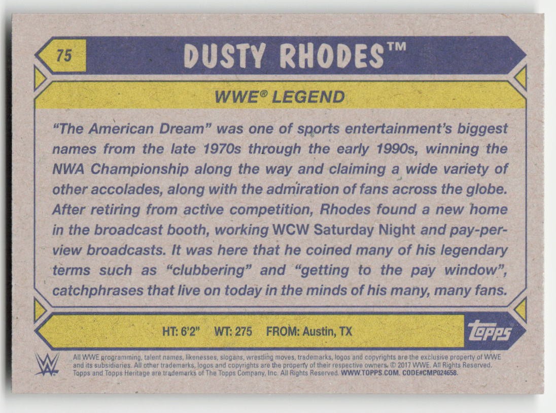 2017 Topps WWE Heritage Dusty Rhodes #75