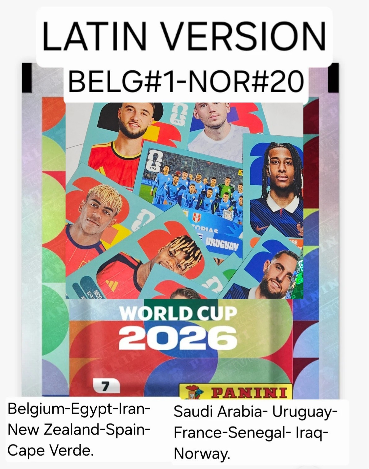 Panini World Cup 2026 -LATIN Edition – Stickers from BEL#1 to NOR #20 FIFA