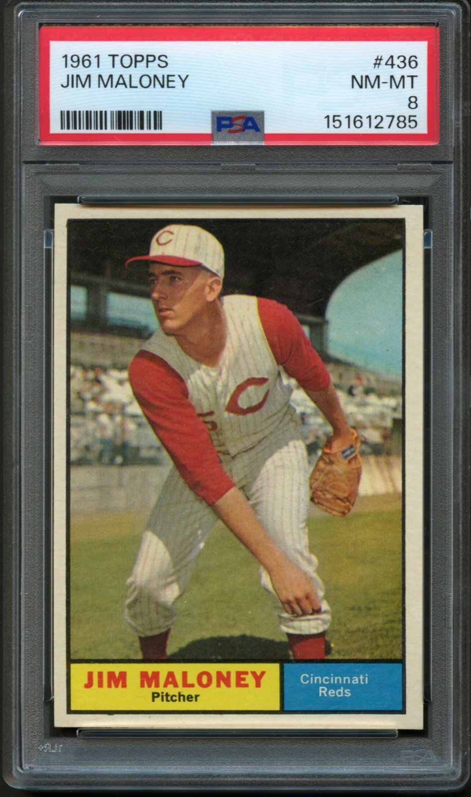 1961 Topps #436 Jim Maloney PSA 8