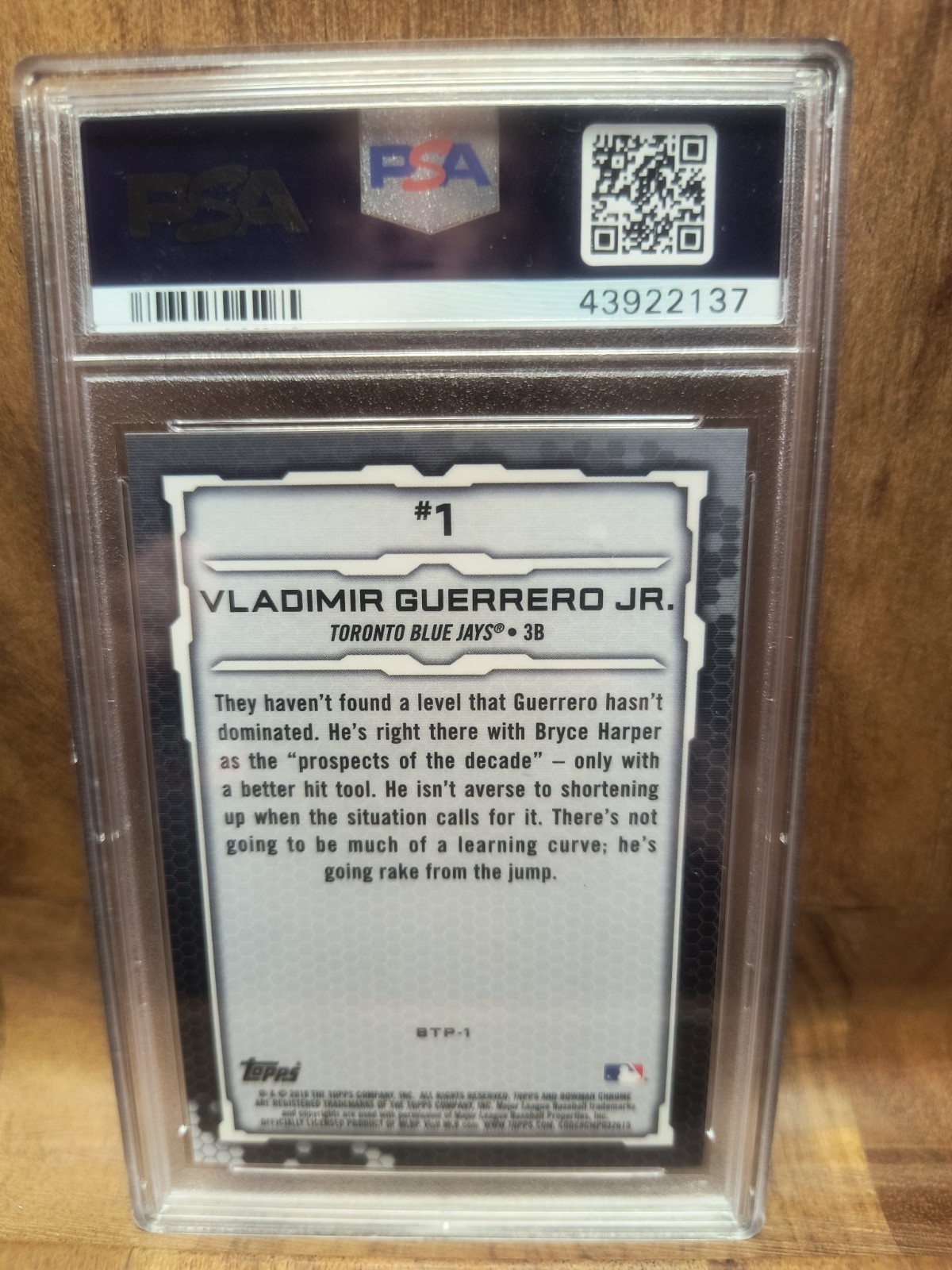 Bowman 2018 Scouts’ Top 100 Vladimir Guerrero Jr. BTP-1 Gold /50 PSA 9
