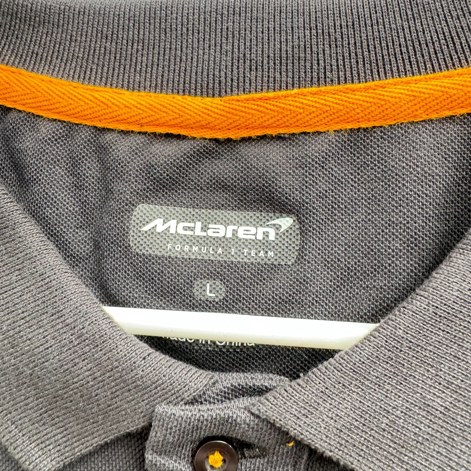 F1 McLaren Formula 1 Team Medallia Men’s Large Polo Shirt Orange/Gray