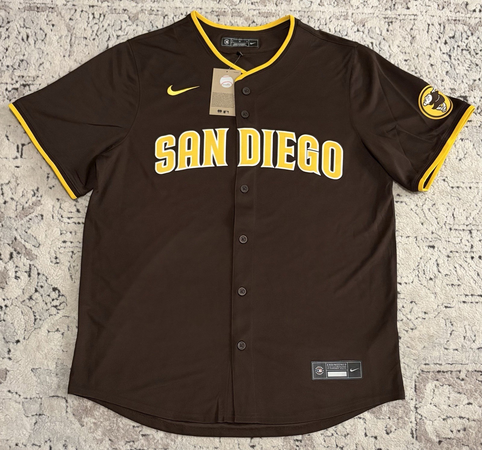 Nike Authentic San Diego Padres Baseball MLB Brown Jersey Men’s Size: Large