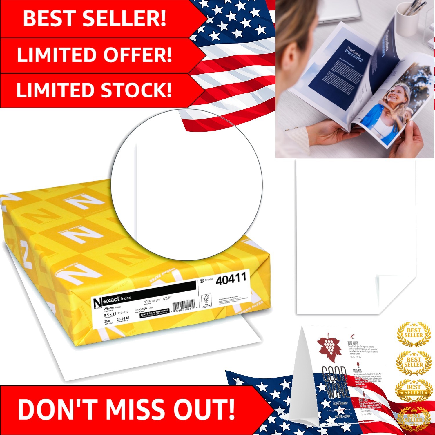 110 lb White Cardstock – 250 Sheets, 8.5 x 11, Acid-Free & Lignin Free