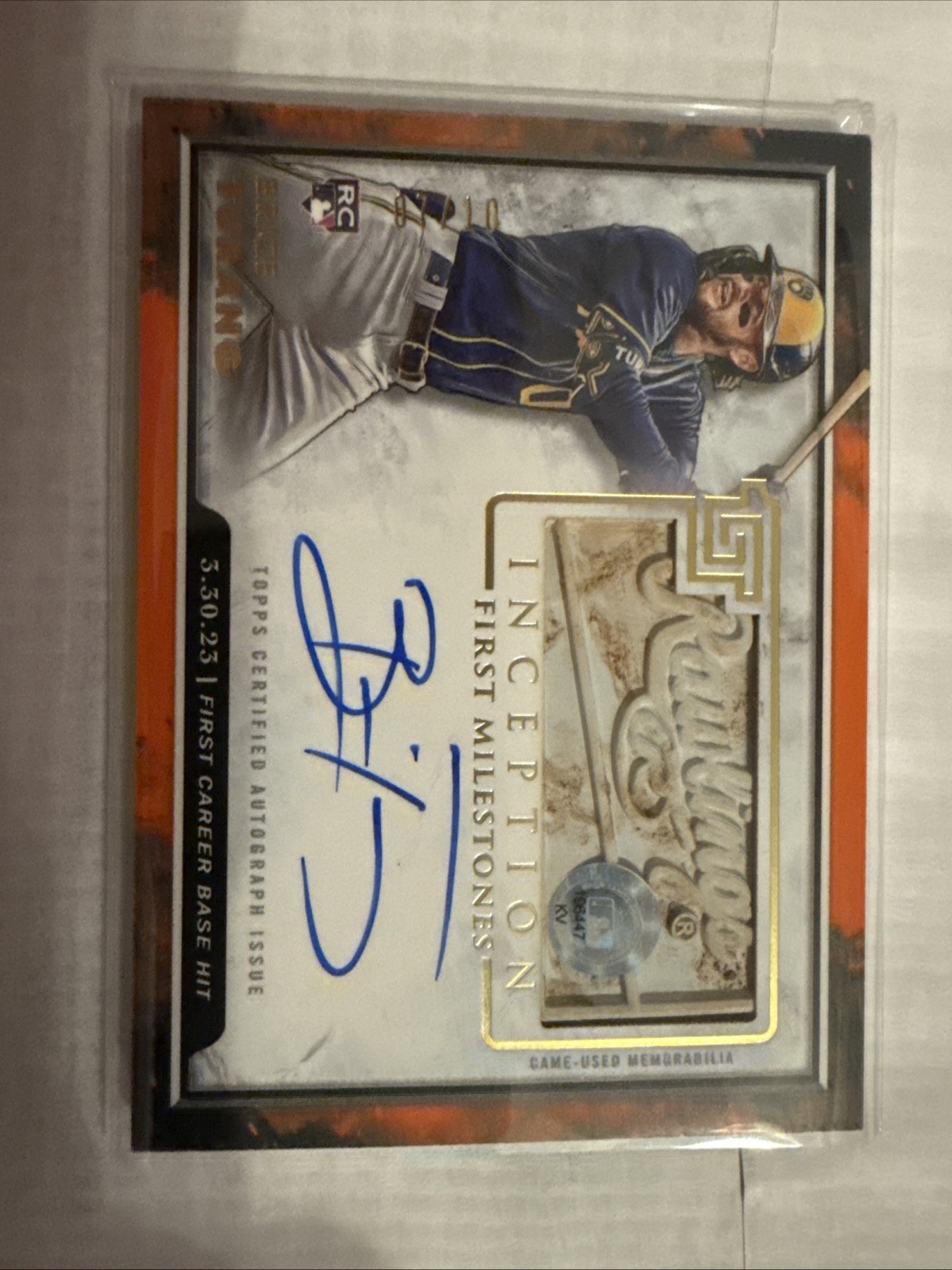 2023 Topps Inception – First Milestones Autograph Relics Brice Turang 7/10