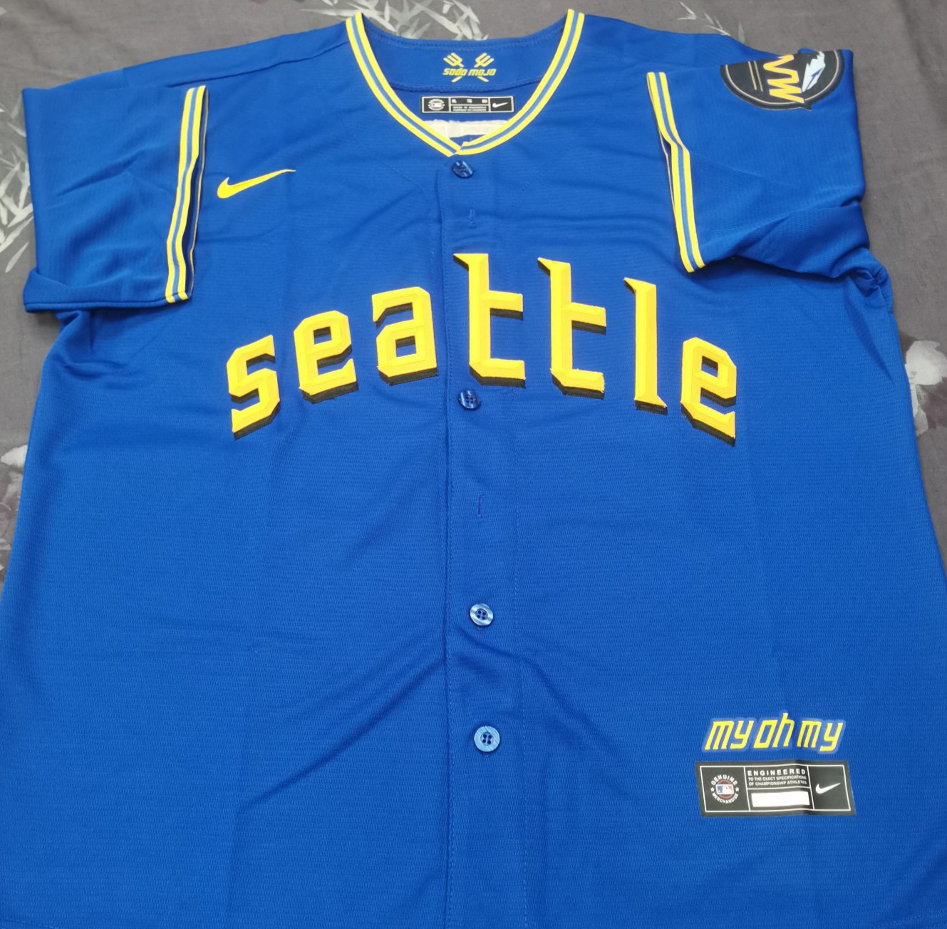 Ken Griffey Jr. #24 Mariners City Royal Cool Base Sewn Stitched Jersey.