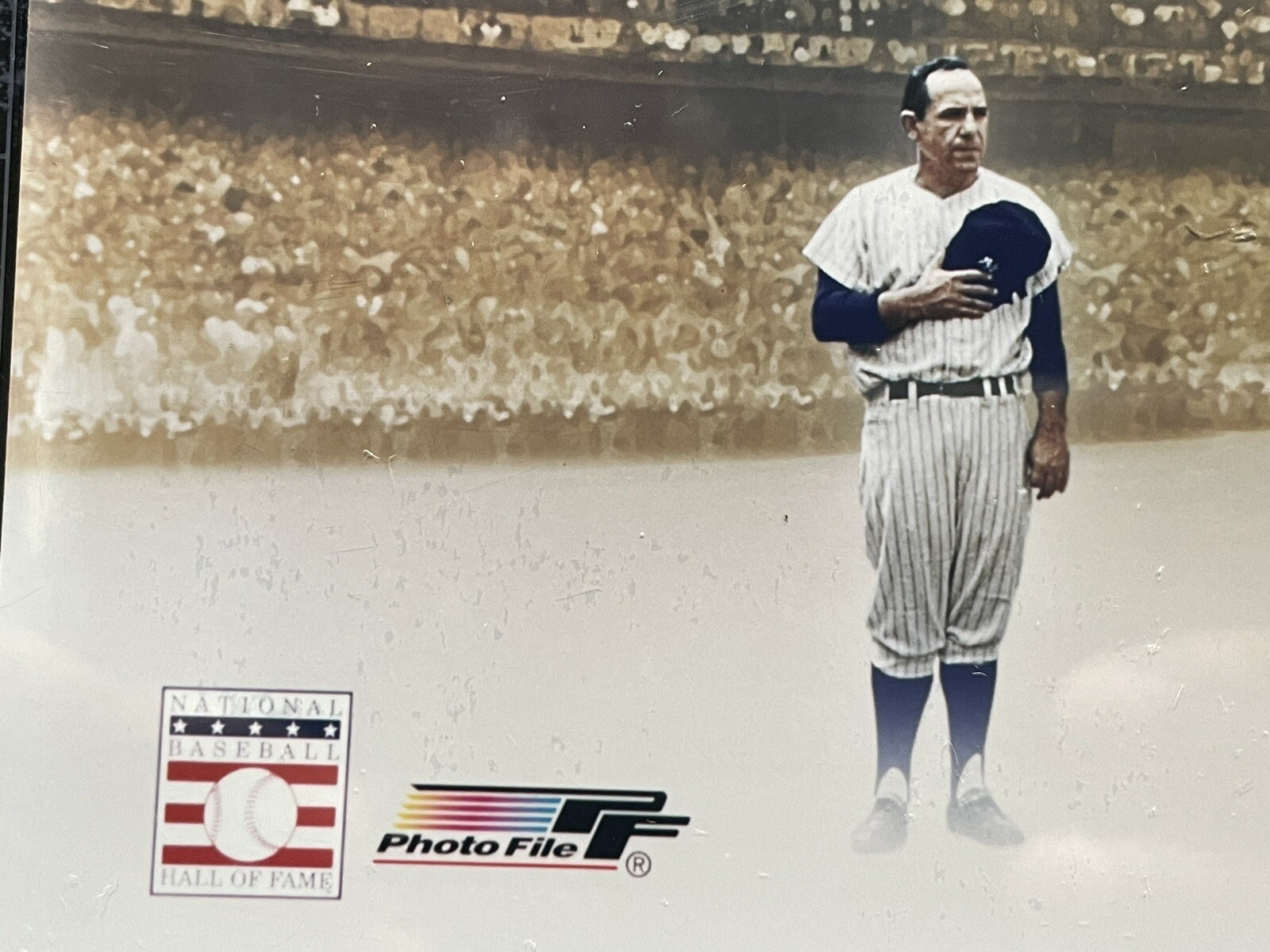Framed Picture – “Yogie Berra Yankee And Mets” Plaque W/ 2 Cards And MLB COA