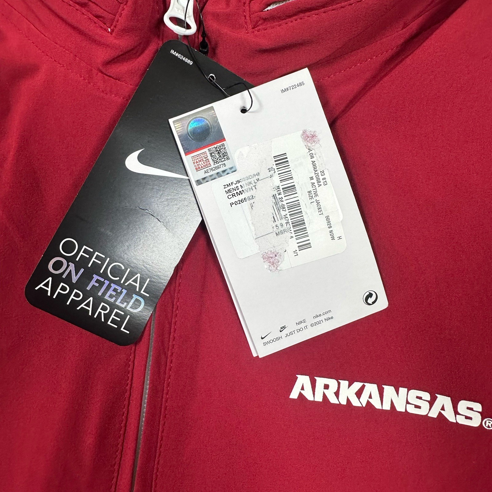 Nike Arkansas Razorbacks Jacket Mens Large Red On Field 1/4 Zip Hooded College