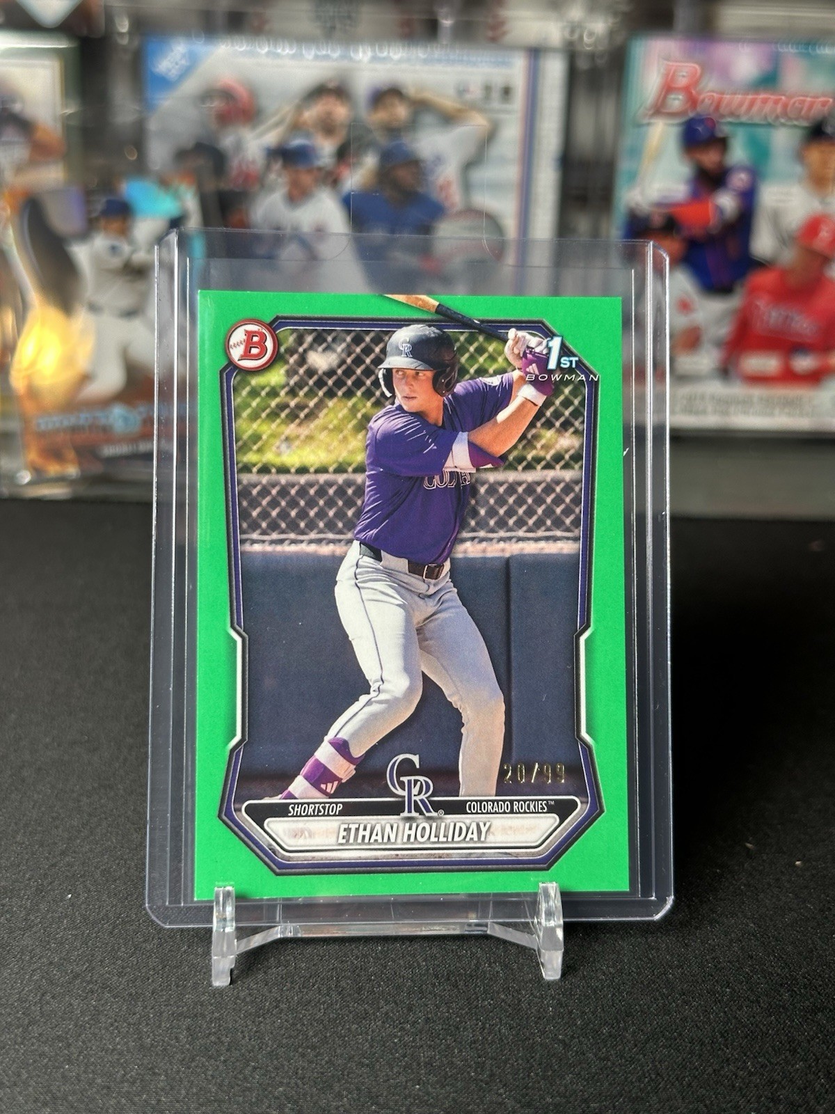 2026 Bowman Ethan Holliday 1st Green Parallel /99 Rockies BP-1 SSP