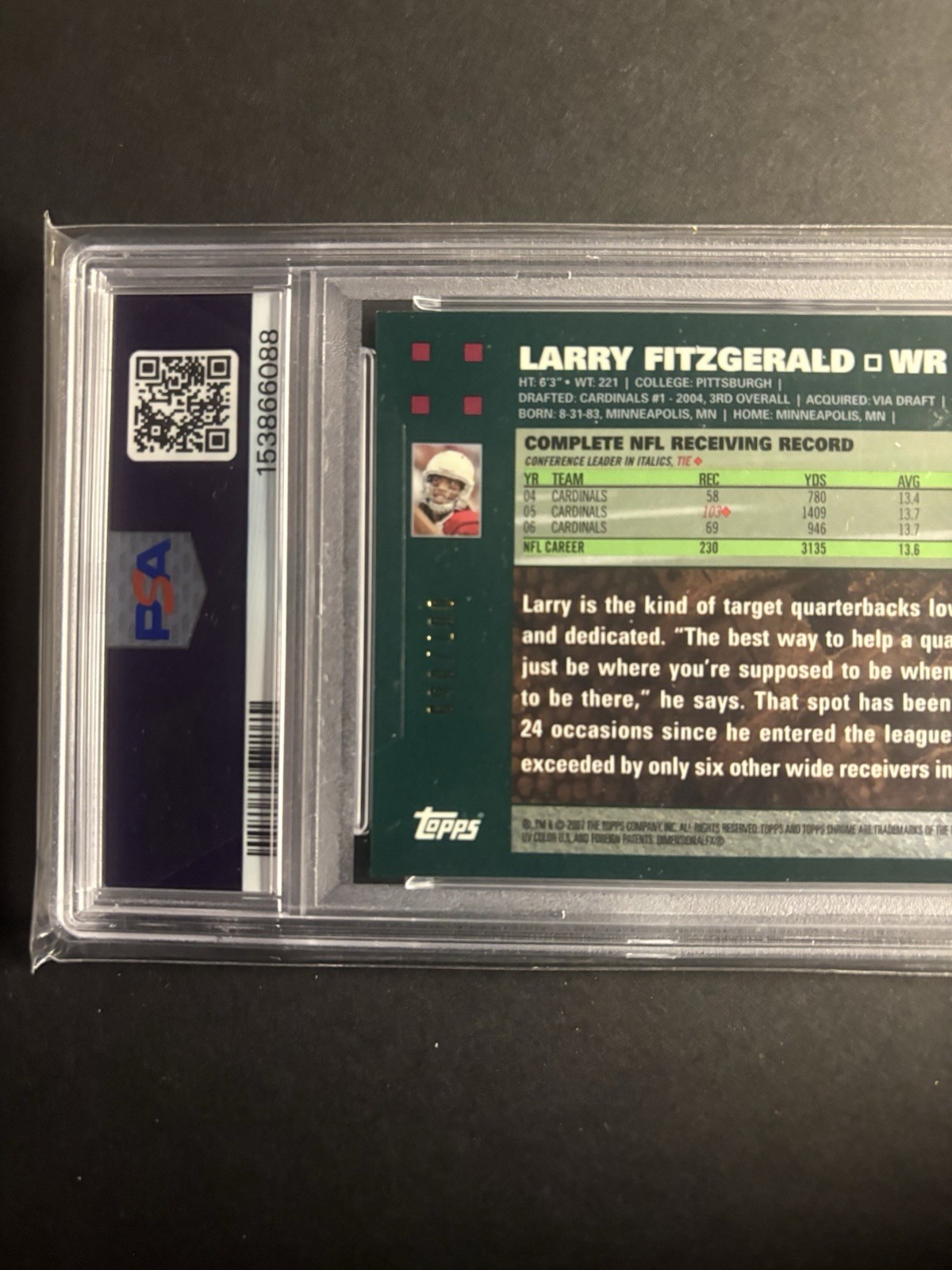 2007 Topps Chrome – Larry Fitzgerald #TC20 White Refractor /869 Hall Of Fame 26