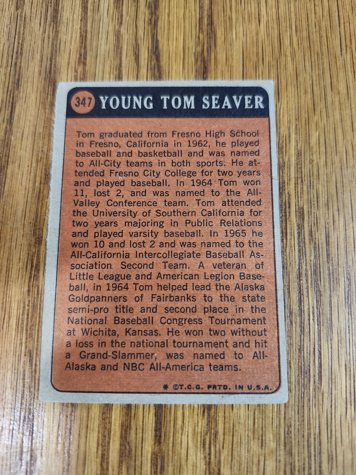 1972 Topps Tom Seaver Boyhood Photos of the Stars #347 New York Mets MLB Insert