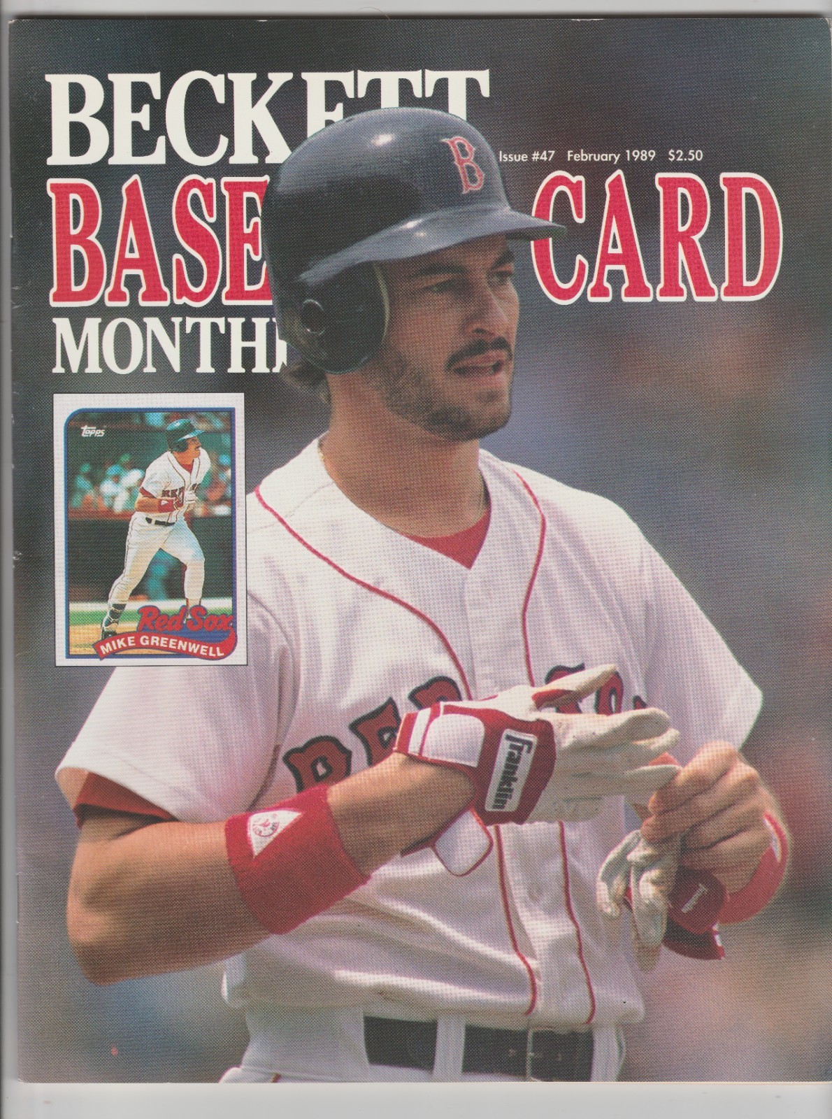 MIKE GREENWELL BECKETT MAGAZINE FEBRUARY 1989 BASEBALL PRICE GUIDE #47 BOSTON