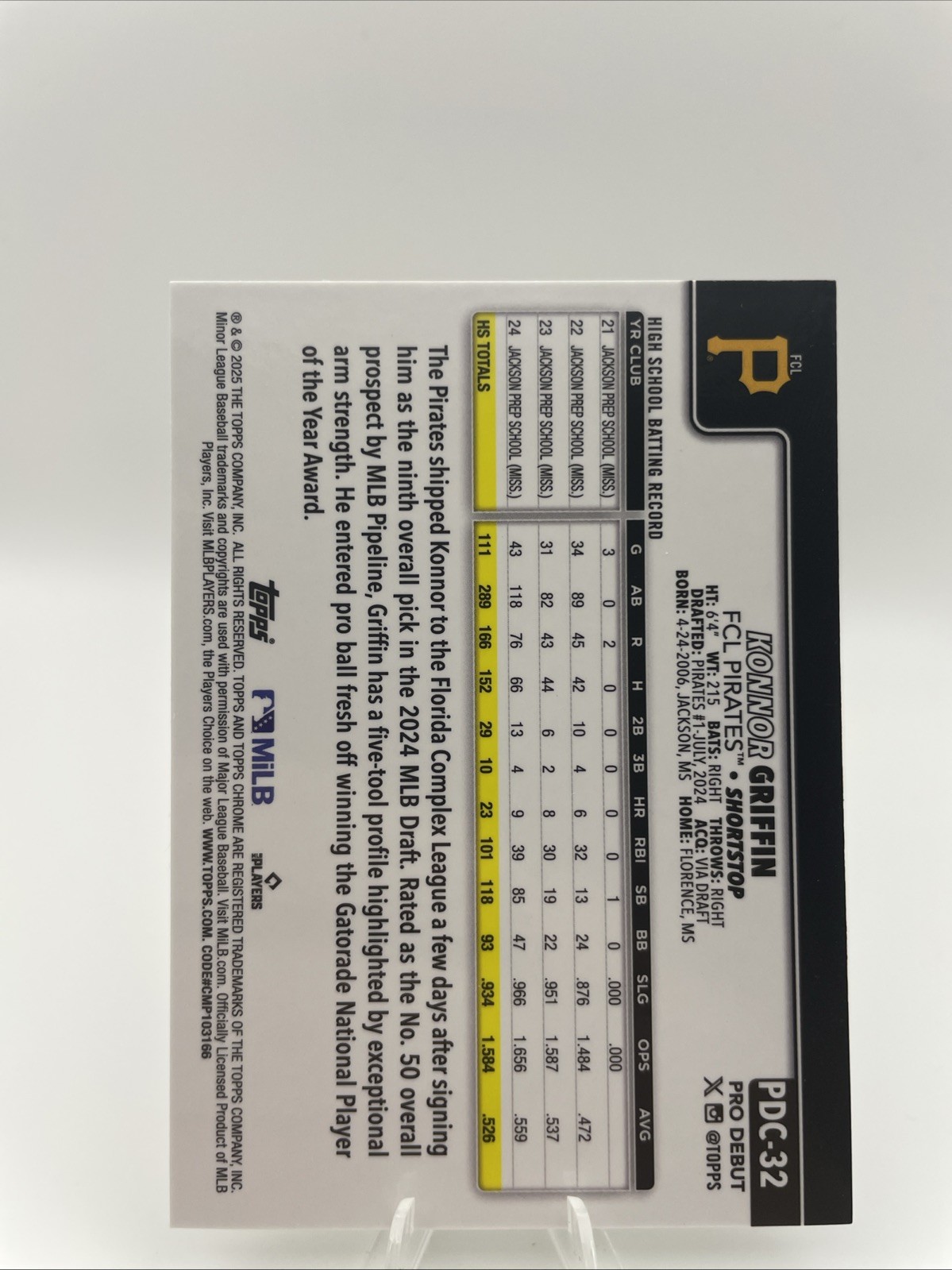 2025 Topps Pro Debut – Chrome Konnor Griffin #PDC-32 (RC)