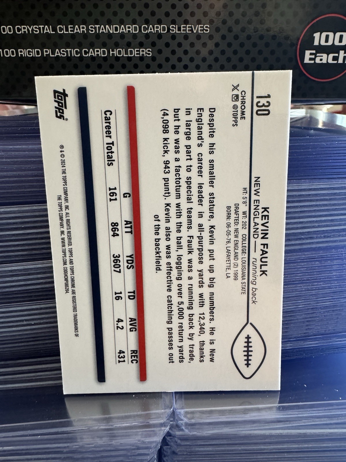 2024 Topps Chrome – Autographs Kevin Faulk #BA-KFA Blue Refractor /150