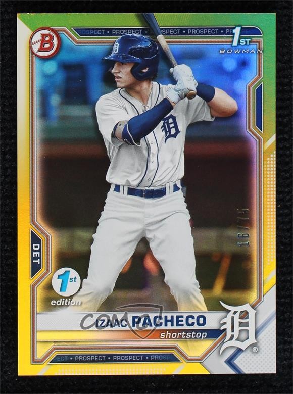2021 Bowman Draft 1st Edition Yellow Foil 16/75 Izaac Pacheco #BD-46 0m4q