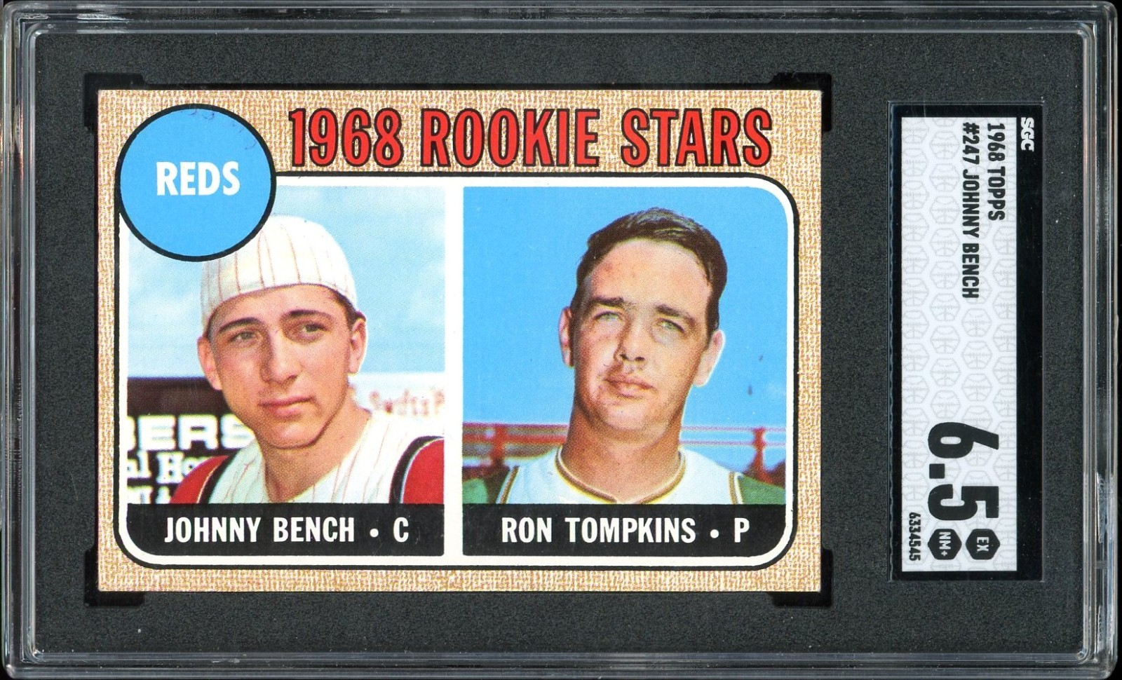 1968 Topps #247 Johnny Bench Rookie HOF Cincinnati Reds SGC 6.5 EX-NM+