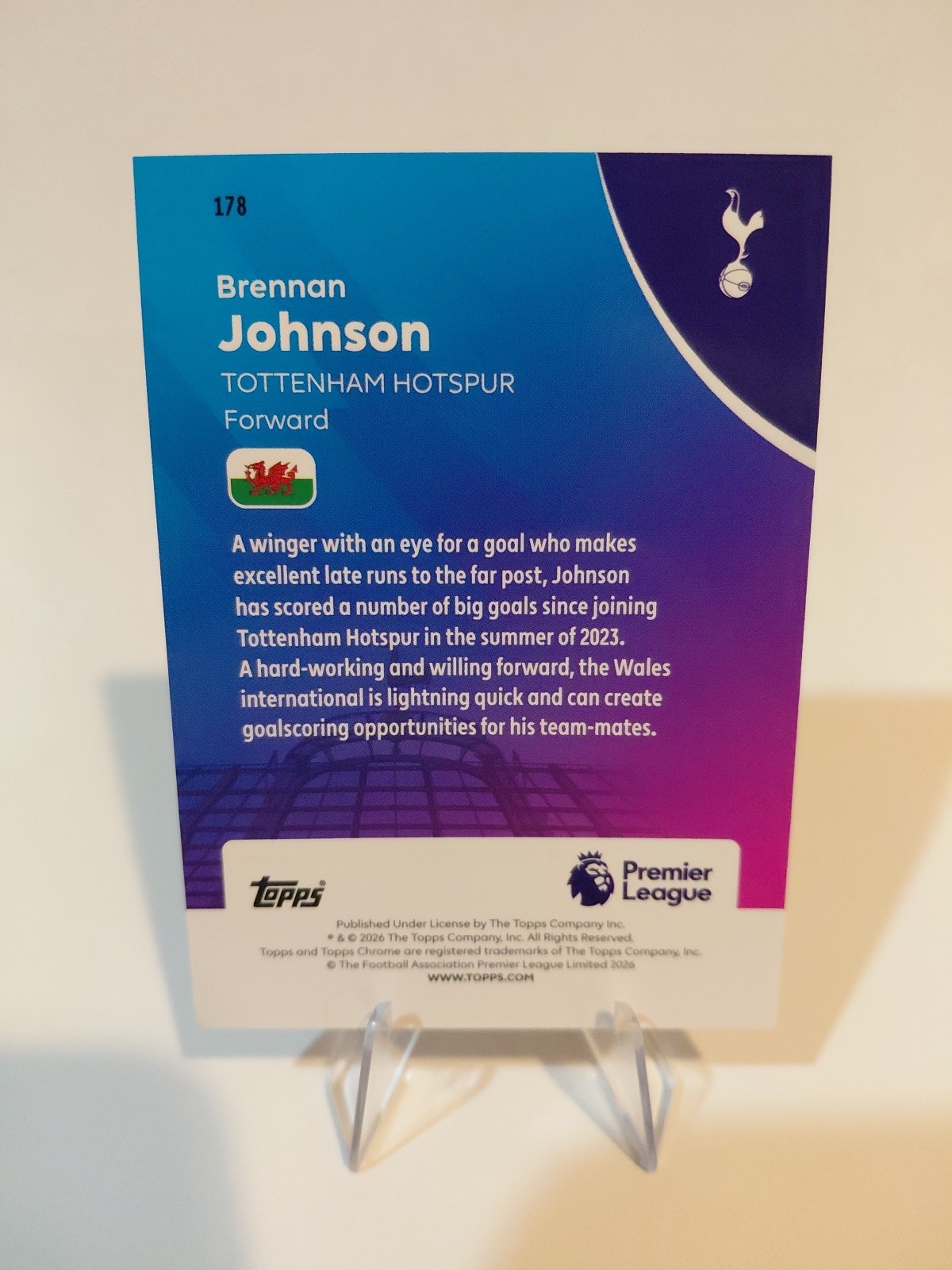 2026 Topps Premier League – Brennan Johnson GOLD /50 RAYWAVE REFRACTOR – Spurs