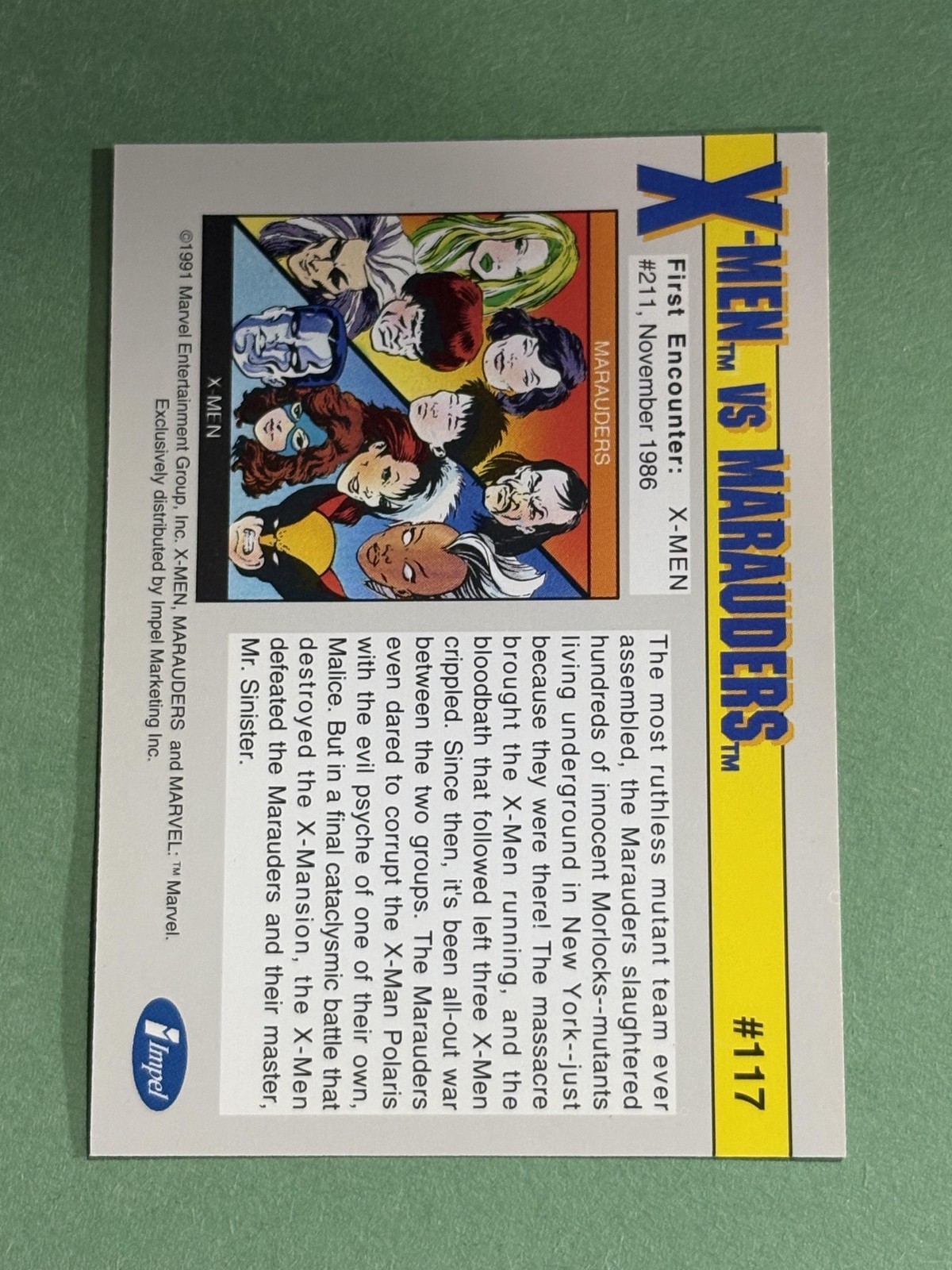 X-Men vs. Marauders 1991 Impel Marvel Universe II #117 *S461*