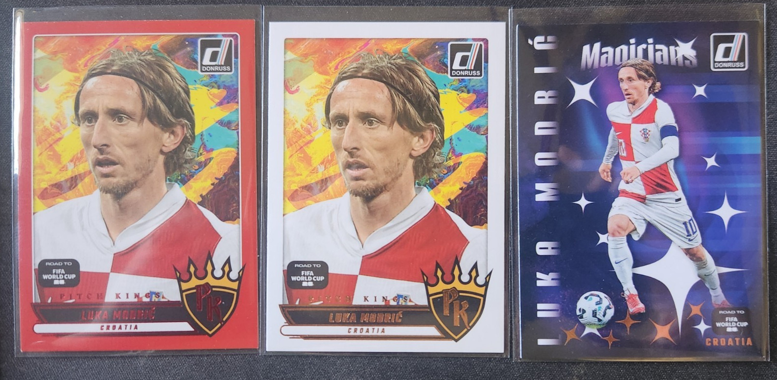 LUKA MODRIC 3-LOT 2025-26 Donruss Road to FIFA Pitch Kings Red/Base/Mag. CROATIA