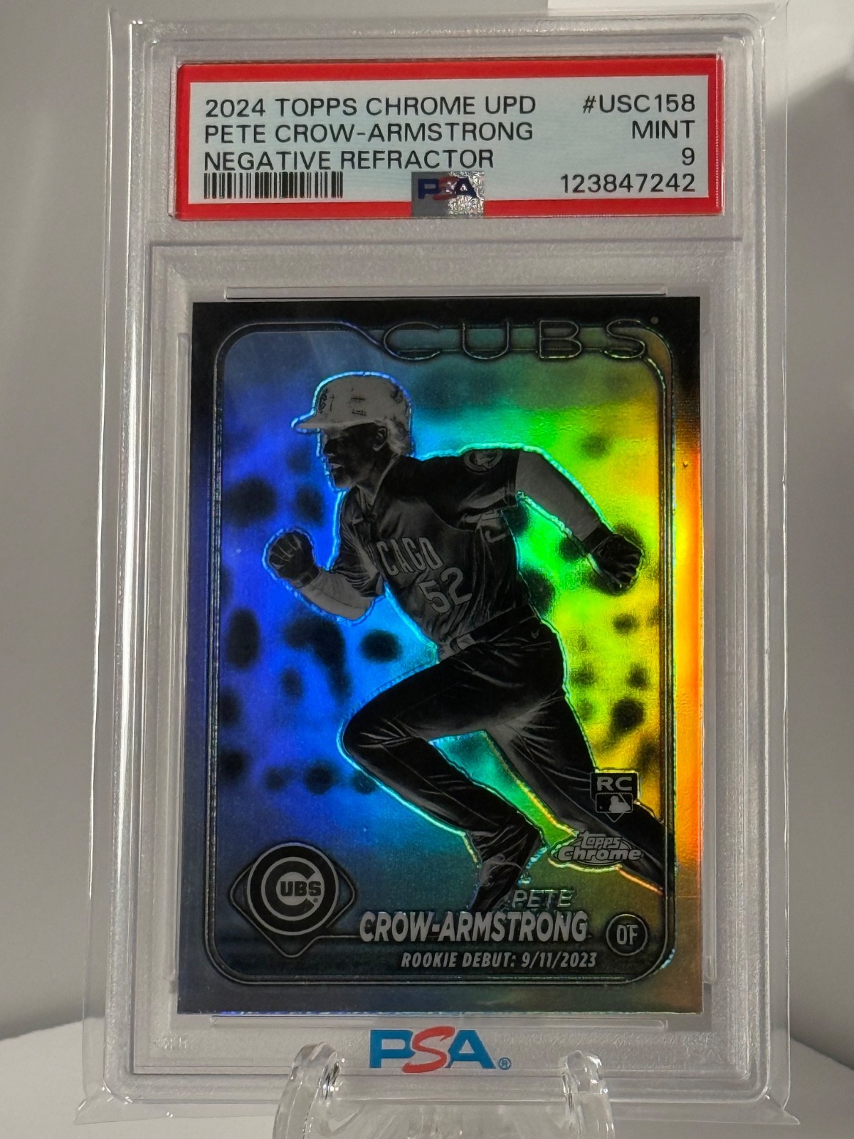 2024 Topps Update Chrome #USC158 Pete Crow Armstrong RC Negative Refractor PSA 9