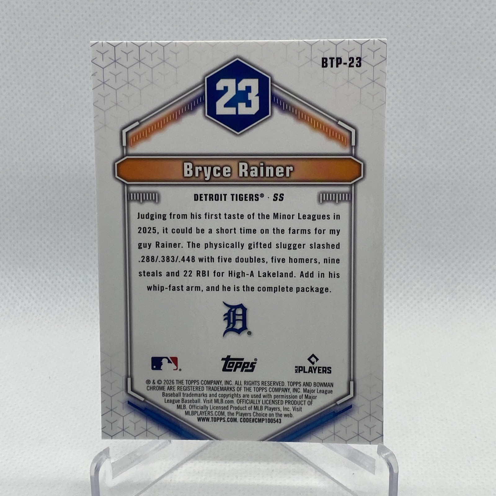 2026 Bowman Chrome Bryce Rainer Top 100 23/150 Number Match!! ~1/1 #BTP-23