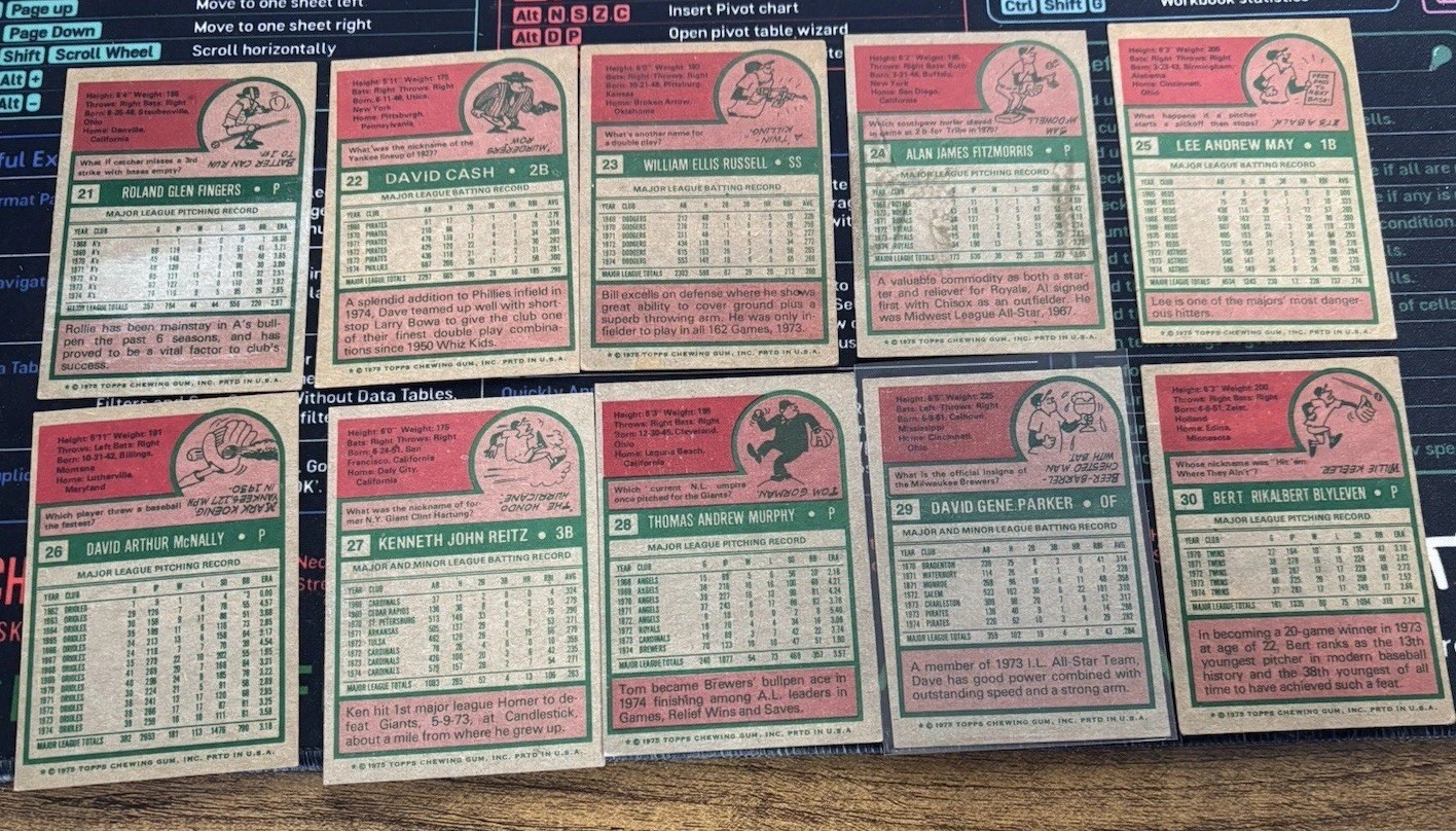 1975 Topps Baseball U-Pick VG+ #1-200 Free Shipping on 3+ Cards!