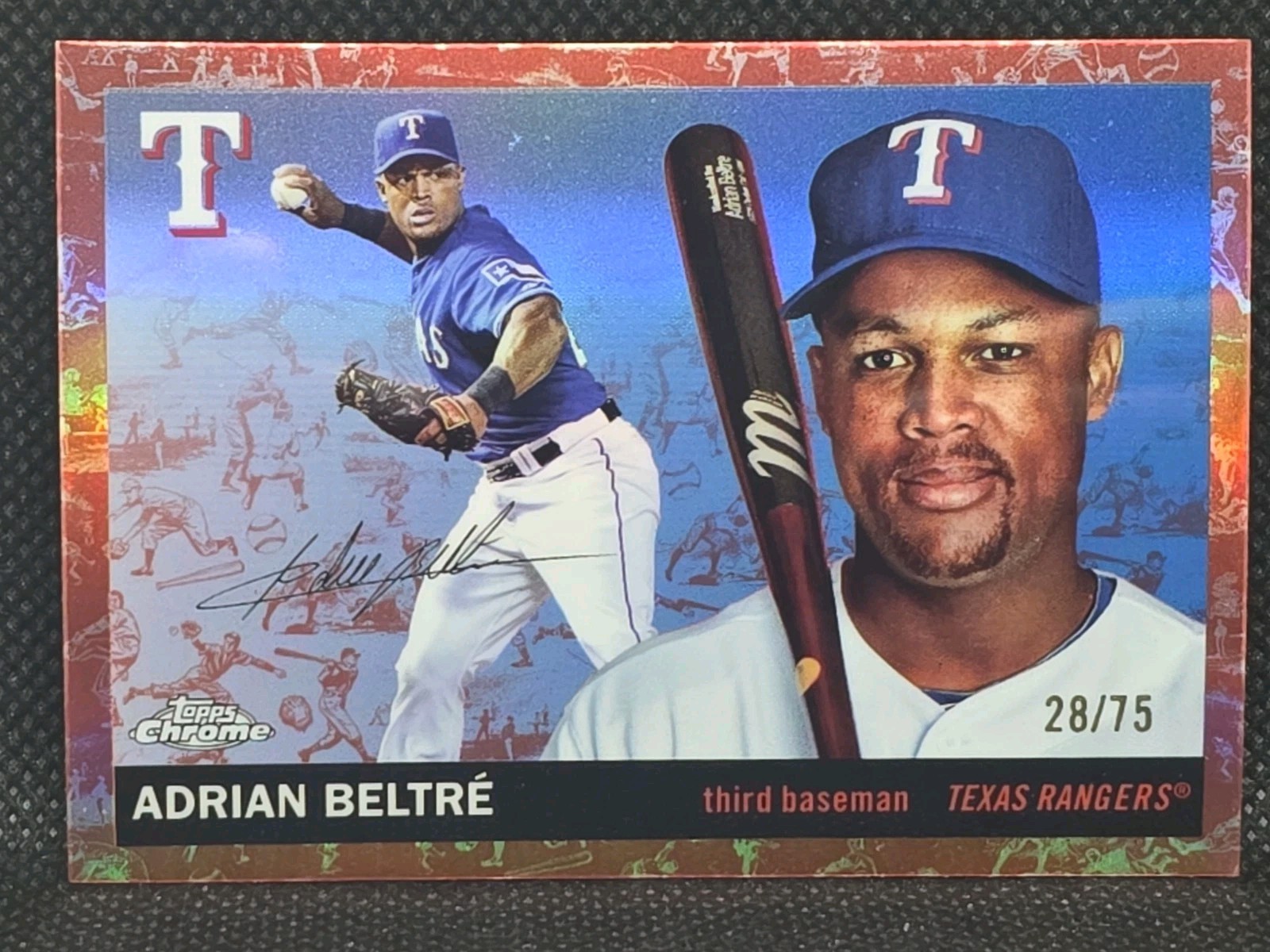 2025 Topps Chrome Platinum Adrian Beltre Rose Gold Toile Refractor /75 Rangers