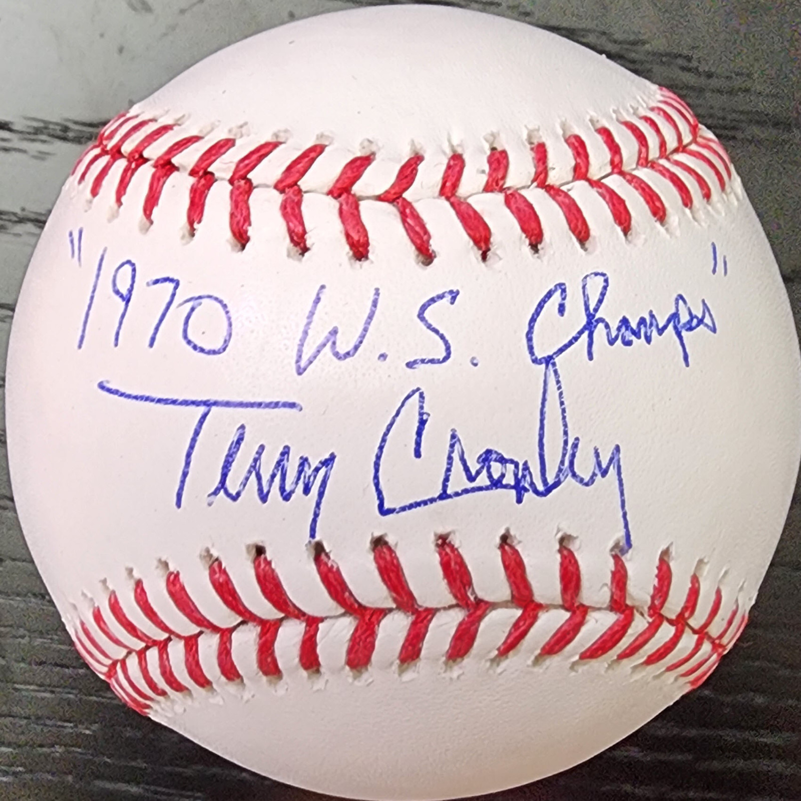 Terry Crowley Autographed OMLB Baseball Inscribed 1970 WS Champs Beckett COA