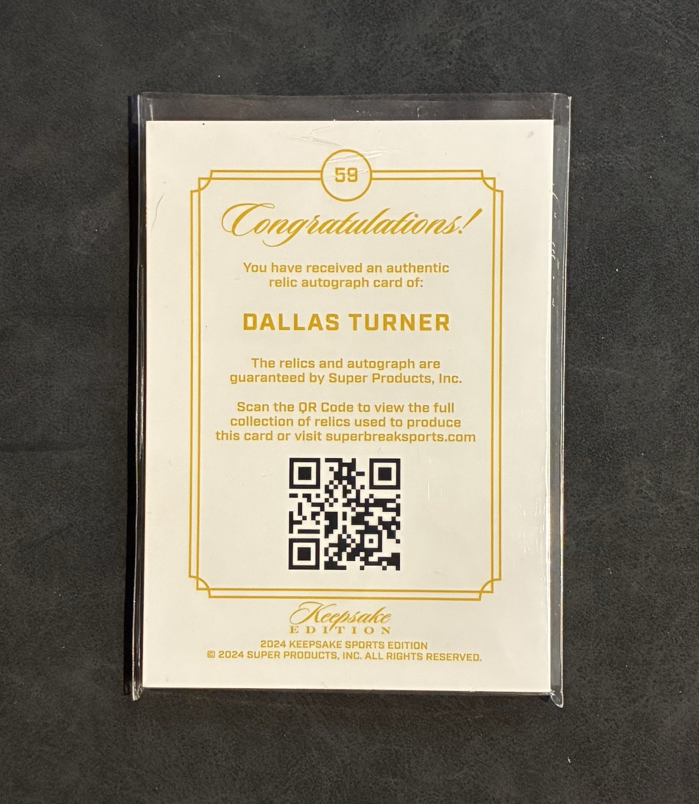 2024 Keepsake – Gem Patch Autographs Dallas Turner /75 #59