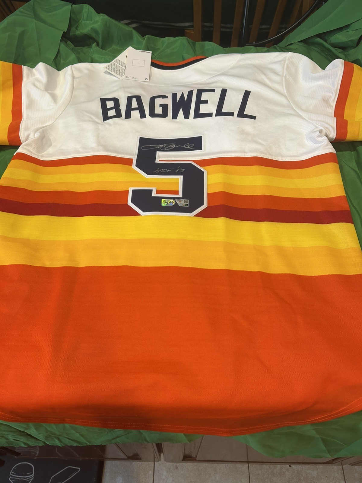 Jeff Bagwell Signed Houston Astros Jersey retro HOF 17 Insc Fanatics & MLB COA