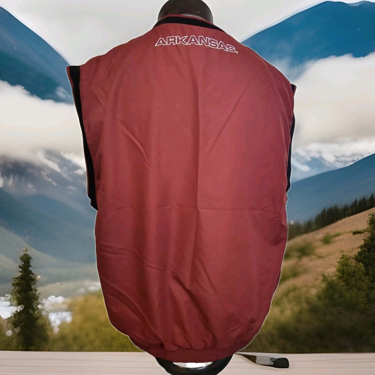 Arkansas Razorbacks Vest Mens Large L Red Team Athletics Windbreaker Pullover
