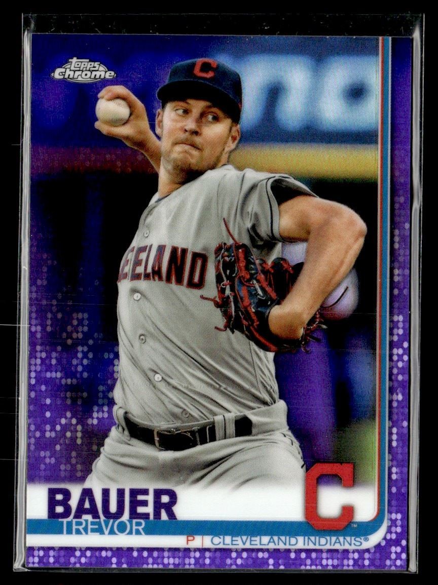 2019 Topps Chrome Purple Refractor Trevor Bauer 257/299 Cleveland Indians #107